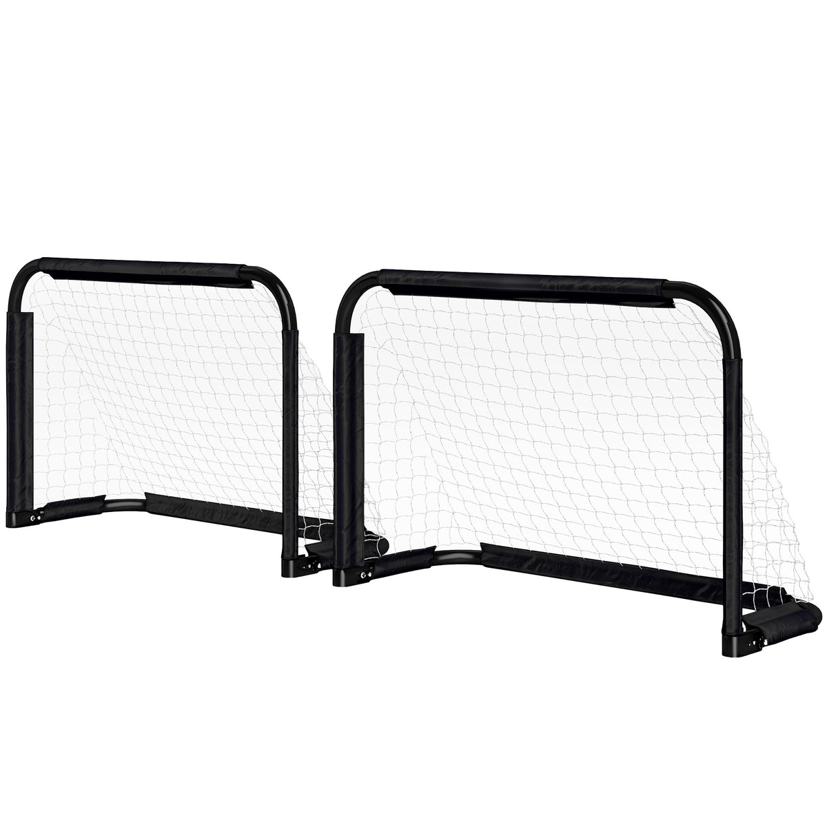 Fußballtor-Set, 2 klappbare Minitore, Metallrahmen, inkl. Werkzeug, 90 x 36 x 60 cm, Schwarz