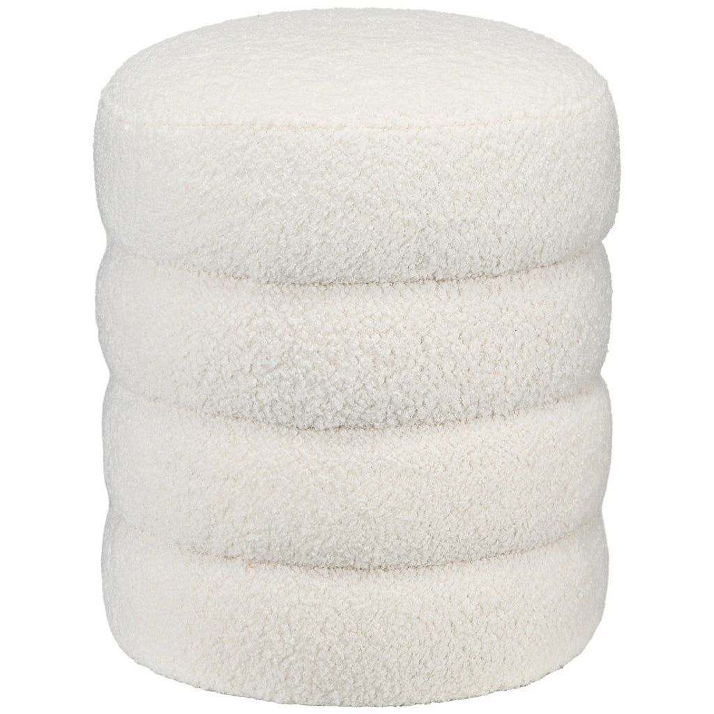 Hocker, rund, Teddyfleece, bis 120kg, ¦µ40x45H cm, Cremewei?