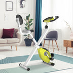  Folding Exercise Bike, Fitness Bicycle Indoor Trainer, 8-Level Magnetic Resistance Adjustable, with LCD Monitor, Pulse Sensor, Yellow