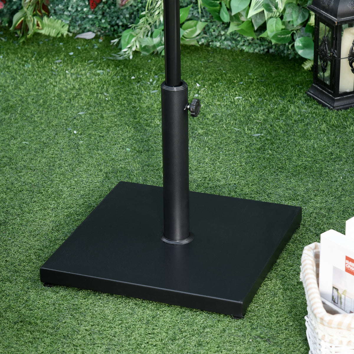 ¦µ35/38/48MM 18KG Steel Square Parasol Stand Base w/ Adjustable Knob Umbrella Stand Garden Patio Outdoor Home, Black