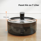 Katzenbrunnen 7L Trinkbrunnen für Katzen mit leiser Pumpe LED Aktivkohlefilter Edelstahl 30,6 x 30,6 x 17,2 cm