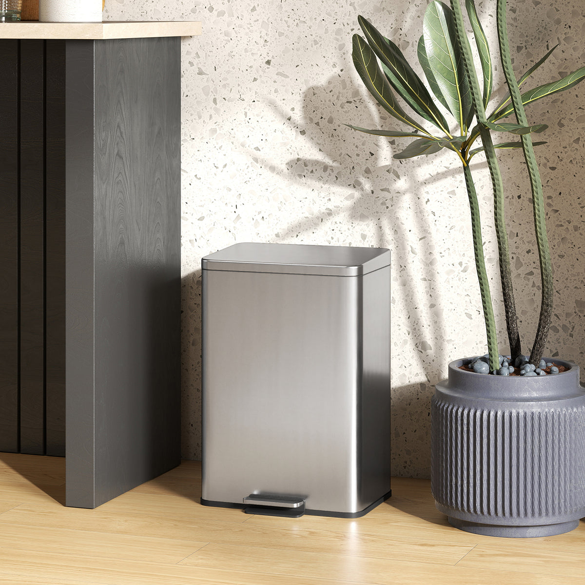 M¨¹lleimer 20 L Treteimer mit Softclose-Deckel, Pedal, abnehmbar Inneneimer Silber, 34,2 x 30,6 x 44,2 cm