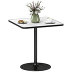 Esstisch, 70 x 70 cm quadratischer Küchentisch für 4 Personen mit Marmor-Optik für Küche Weiß