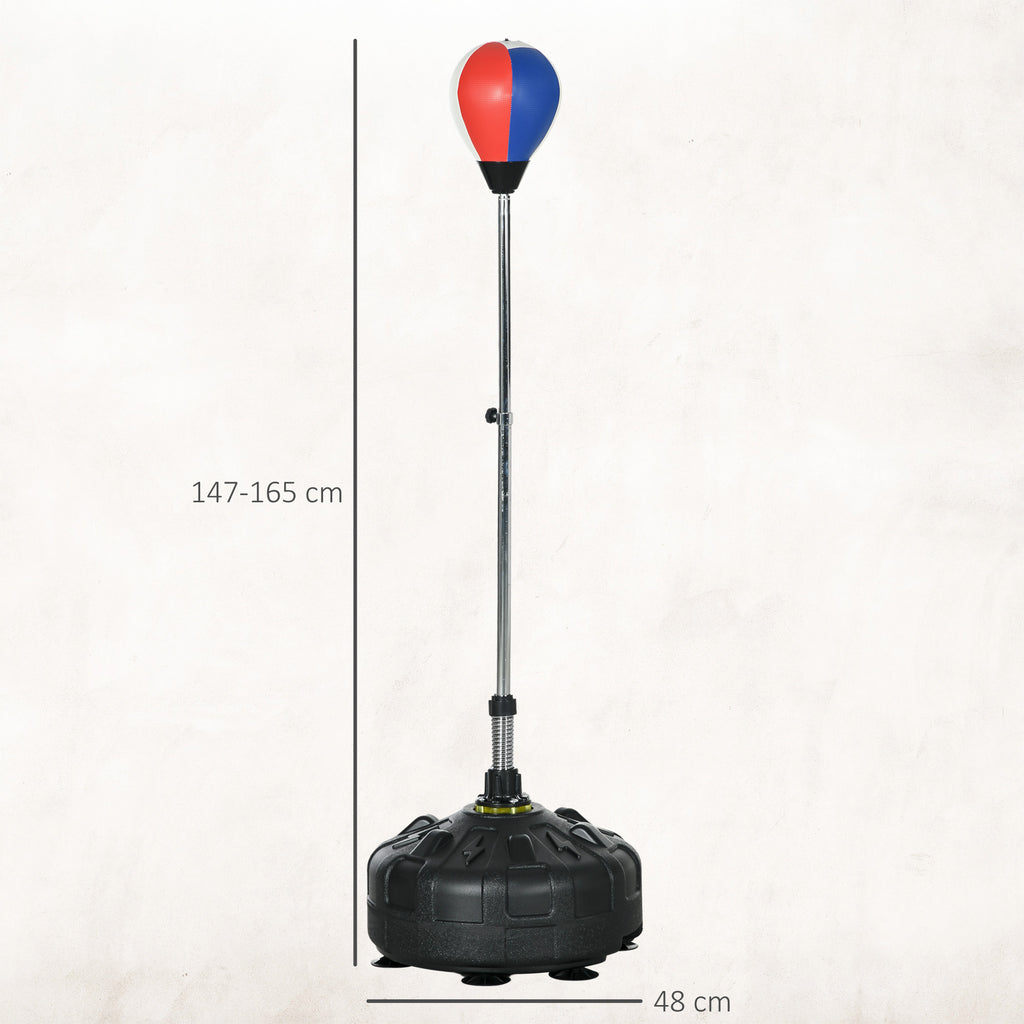 Punchingball, höhenverstellbar 147-165cm, befüllbarer Standfuß, Stahl, Schwarz+Rot+Weiß