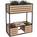 Planzkasten Blumentreppe Hochbeet, weterbest?ndig, 3 Pflanzk?sten, 83 cm x 39 cm x 100 cm, Natur + Schwarz