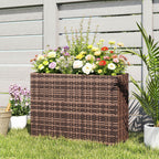 Hochbeet mit verstellbaren Füßen, Rattan Blumenkasten mit herausnehmbarem Einsatz für Terrasse und Balkon, Braun