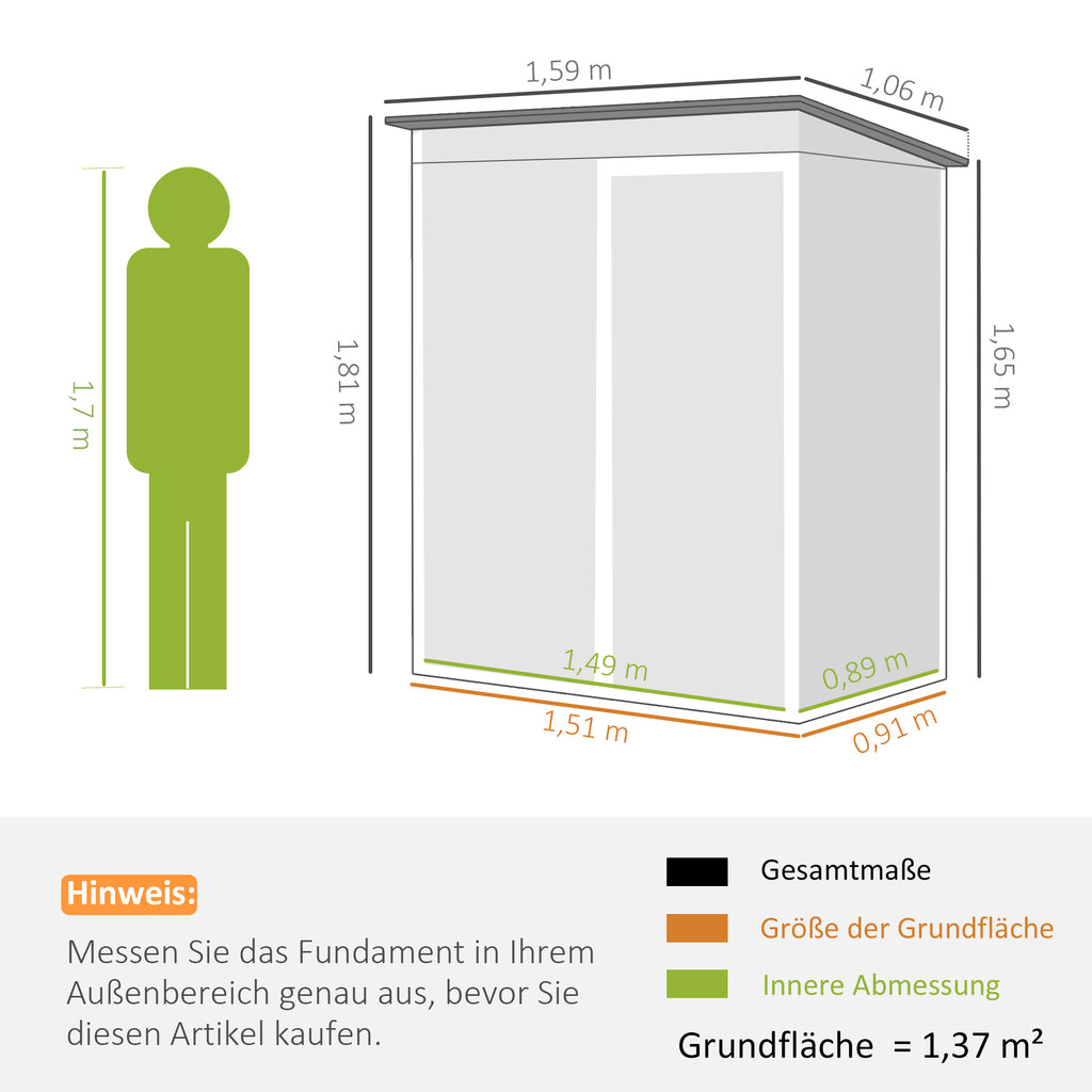 5 x 3.5ft Metal Garden Storage Shed with Effortless Assembly and 2 Pairs of Gloves, Waterproof Outdoor Shed, Dark Grey