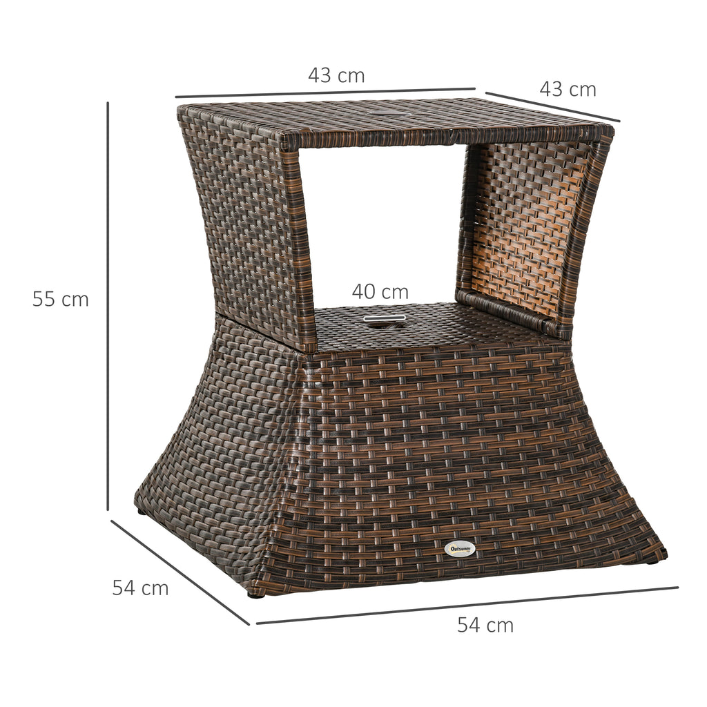 Gartentisch Beistelltisch Sonnenschirmständer Gartenmöbel Terrasse Polyrattan Braun 54 x 54 x 55 cm