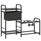Erhöhter Hundenapf Höhenverstellbar Futternapf mit Stauraum Wassernapf 2 x 800ml Edelstahlnäpfen 89,5x27x74 cm Schwarz
