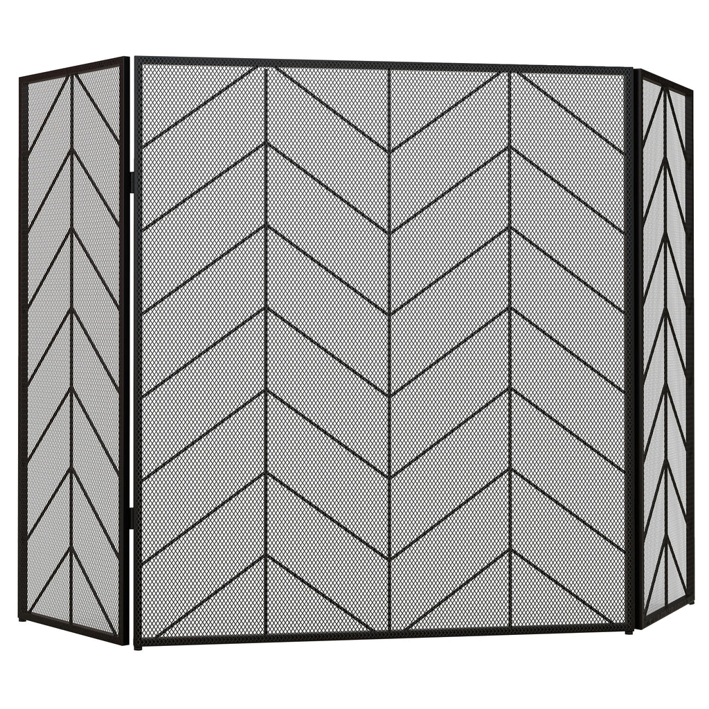 Funkenschutz für Kamine, eleganter Funkenfänger, faltbar, beschichtet, Schwarz, 135 x 85 cm