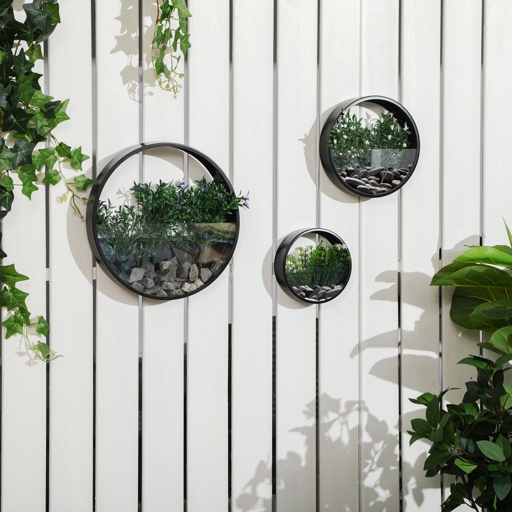 Pflanzgef??e f¨¹r die Wand, 3er-Set, ineinander stapelbar, Stahl+Acryl, schwarz