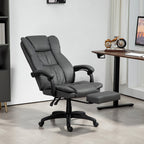 Verstellbarer Drehstuhl mit Fu?st¨¹tze, Kopfst¨¹tze, Massagefunktion, Kunstleder, 68,5x68,5x113-121cm, Dunkelgrau