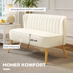 2-Sitzer Sofa, weiche Polsterung, pflegeleichter Bezug, bis 220 kg, 117 x 56,5 x 77 cm, Cremeweiß