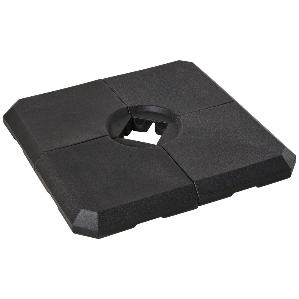 Set of 4 Parasol Base Stand Weights for Cantilever Parasols, Water and Sand Filled, Up to 120kg, Black