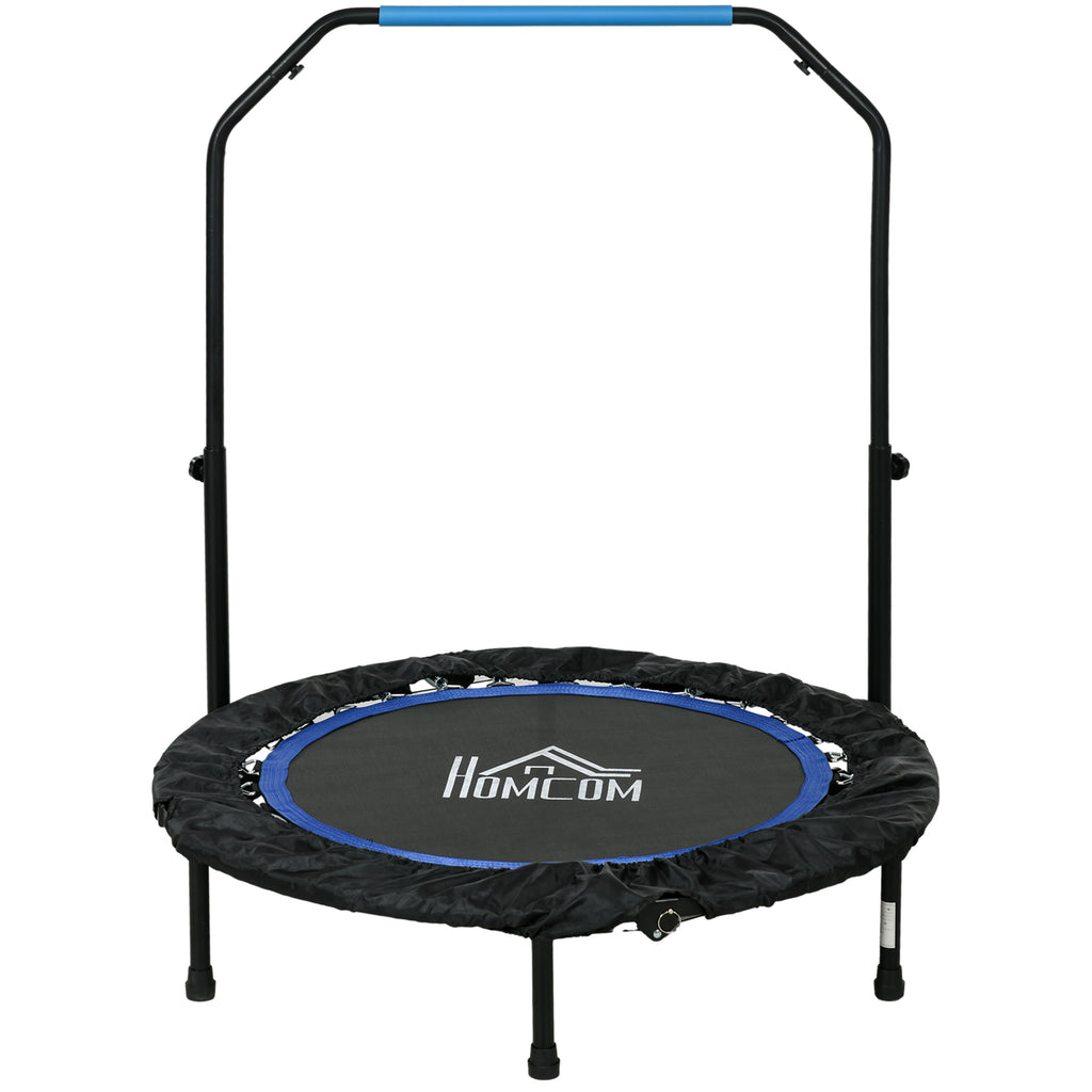 40" Foldable Mini Fitness Trampoline, with Adjustable Foam Handle, Blue
