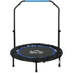 40" Foldable Mini Fitness Trampoline, with Adjustable Foam Handle, Blue