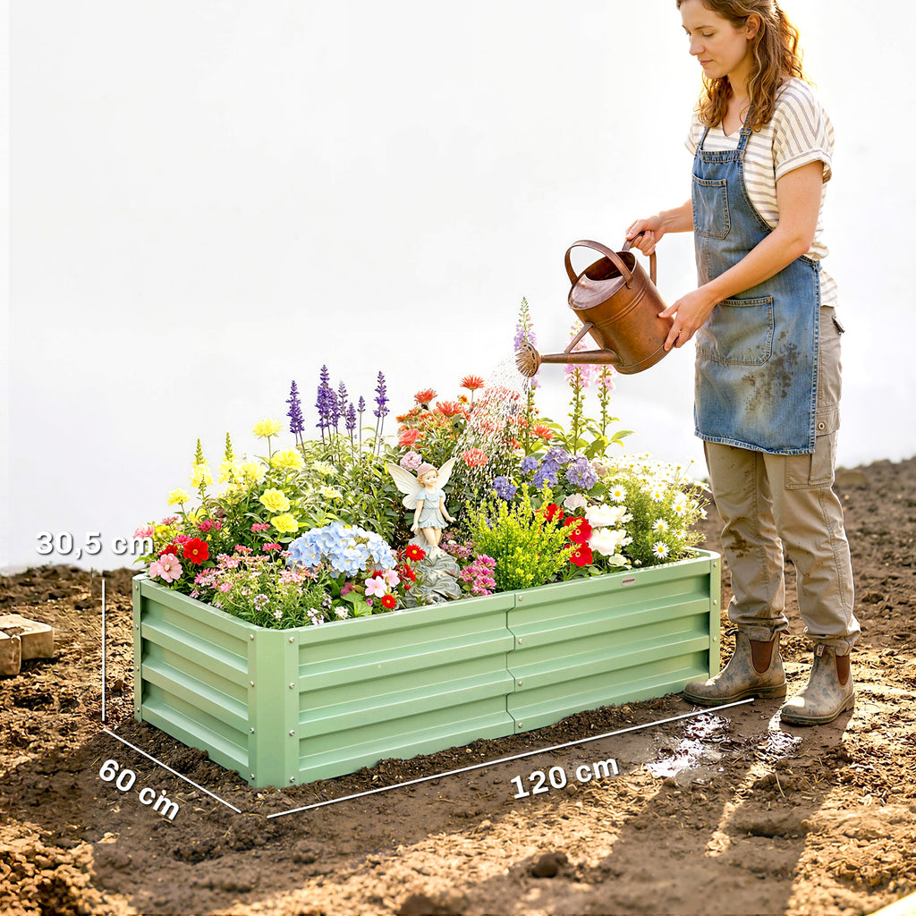 Raised Beds for Garden, Galvanised Outdoor Planters, for Herbs and Vegetables, Use for Patio, Garden, Balcony