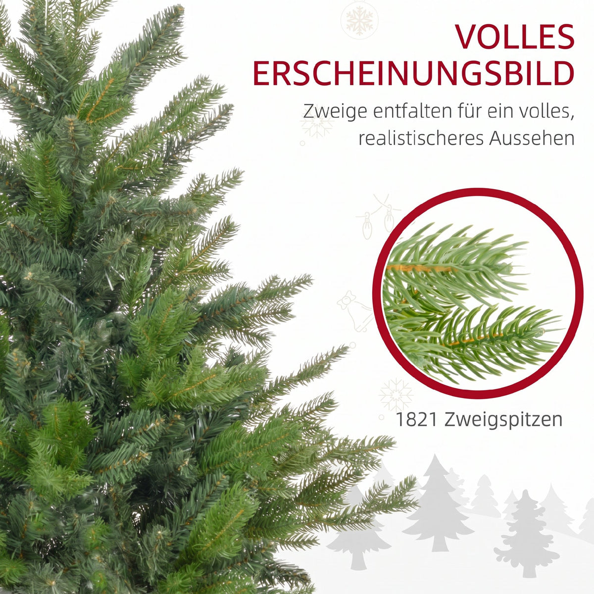 6ft Bare Artificial Christmas Tree, with 1821 Tips - Green