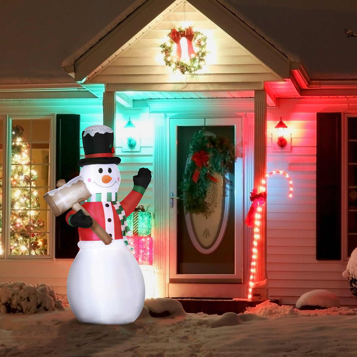 Aufblasbarer Schneemann, Outdoor Weihnachtsdekoration, 1,80 m, Santa Claus, inkl. Gebläse, Mehrfarbig