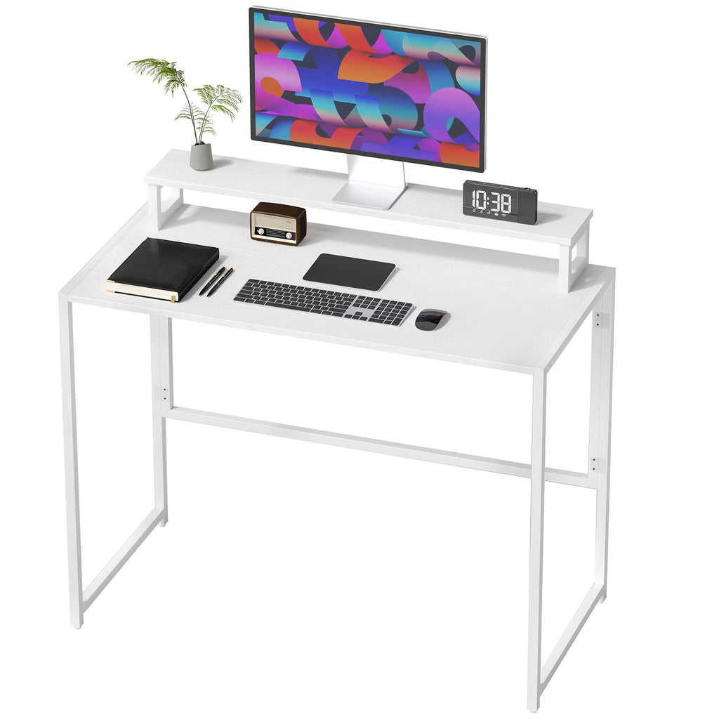 Schreibtisch Klappbar Computertisch mit Monitorhalterung für Arbeitszimmer 100 x 48 x 87,5 cm