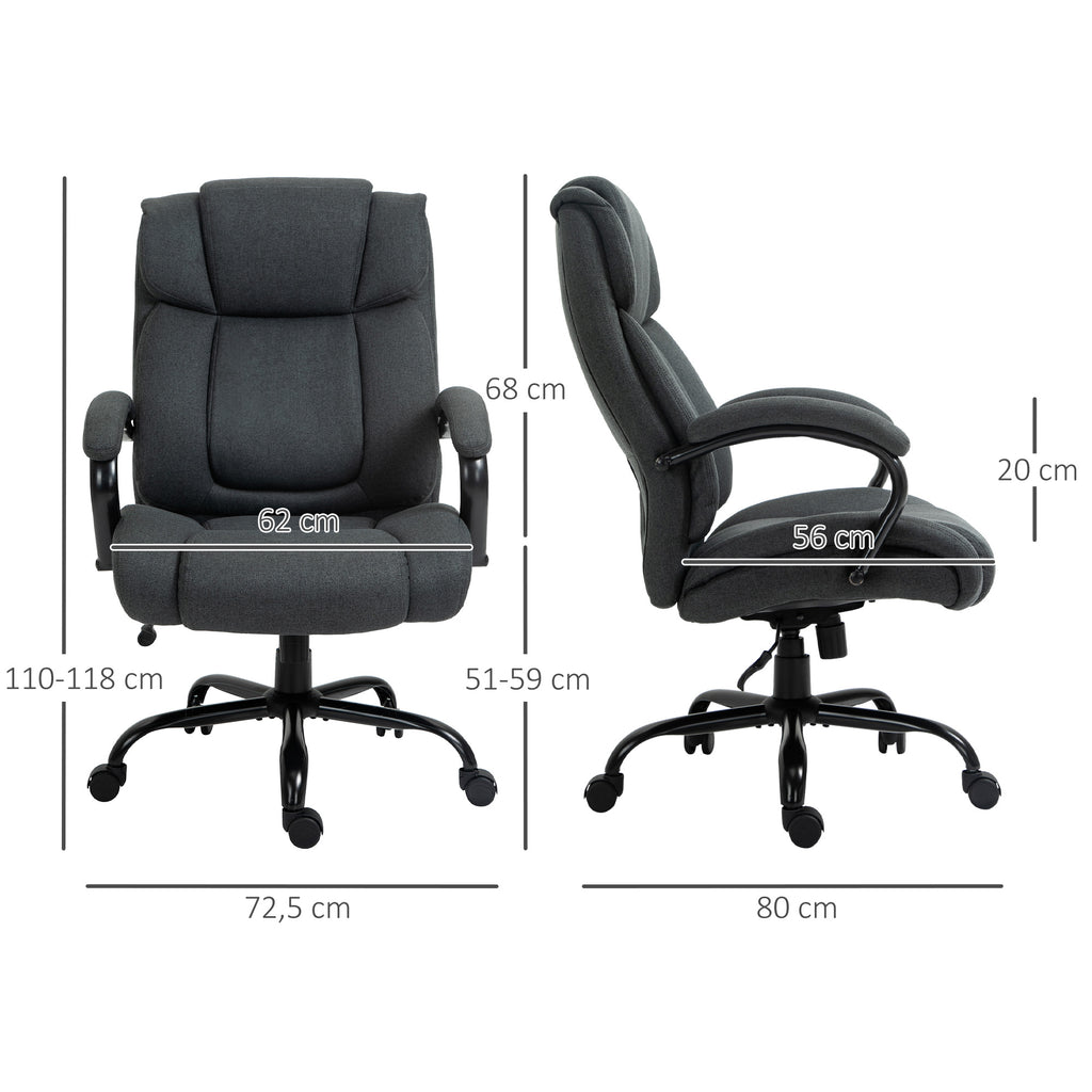 B¨¹rostuhl, Ergonomischer Schreibtischstuhl, Drehstuhl mit gepolsterter Armlehne, bis 220 kg belastbar, Grau