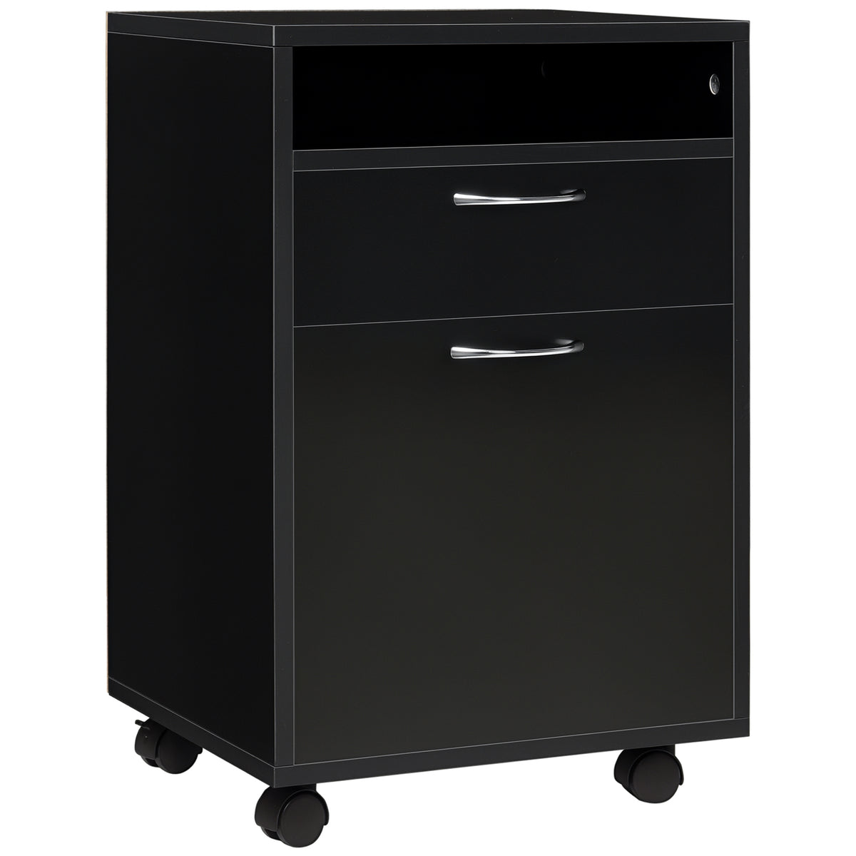 Rollcontainer Schubladencontainer Container, 1 Fach, 1 Regal, 1 Schublade, 40 cm x 3 cm x 60 cm, Schwarz