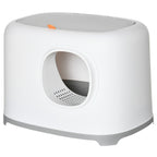  Katzenklo mit Deckel Katzentoilette mit Haube Schaufel Gitterboden XXL Katzentoilette für Katzen bis 5 kg 55 x 40 x 39 cm Weiß