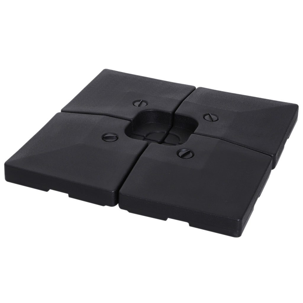  4 x Sonnenschirmgewicht Sonnenschirmständer befüllbar mit Sand Wasser HDPE-Kunststoff Schwarz Maße pro Element 51 x 51 x 12 cm bis zu 130 kg