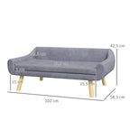 Haustiersofa Hundesofa, Skandidesign, abnehmbares Polster, Samtoptik, 102 cm x 58,5 cm x 42,5 cm, Grau + Natur