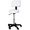 Rollhocker höhenverstellbar mit Rückenlehne Drehhocker 72-84 cm Arbeitshocker 360° drehbar Bürohocker für Büro Salon Massage Spa Weiß