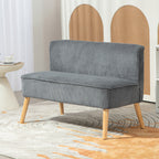 2-Sitzer Polstersofa, Holz, Samtartiges Polyester, Schaumstoff, 117 x 56,5 x 77 cm, Grau