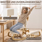 Ergonomischer Kniestuhl mit Rückenlehne, Cord-Optik, Cremeweiß
