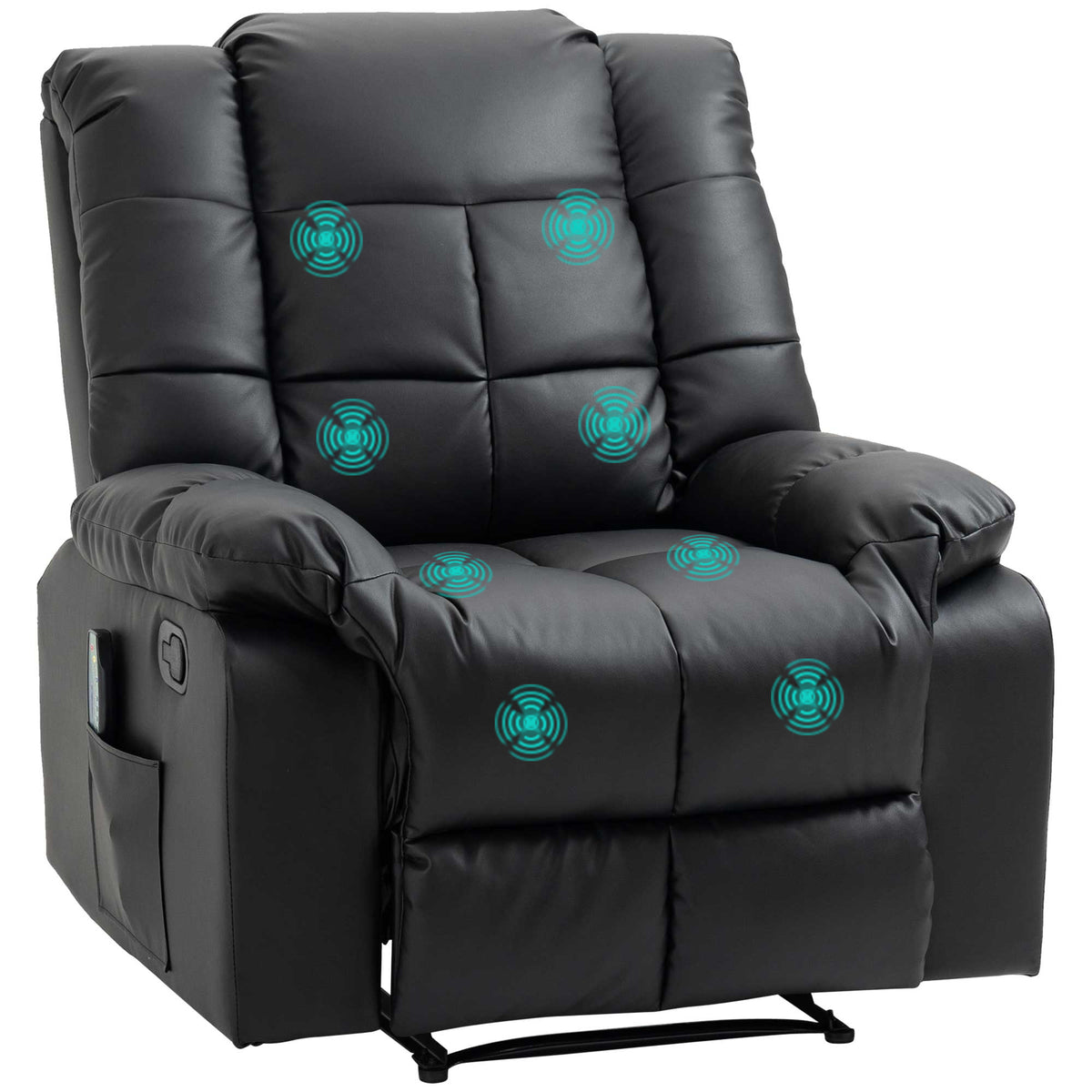 Massagesessel, Relaxsessel, 8 Vibrationspunkte, Liegefunktion, Kunstleder, schwarz, 94x99x99cm