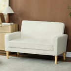 2-Sitzer-Sofa, Doppelsitzsofa mit Kautschukholzbeinen, Polstersofa f¨¹r Wohnzimmer, Schlafzimmer, Cremewei?