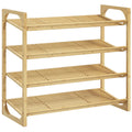 Schuhregal aus Bambus, 15,5 cm Regalh?he, bel¨¹ftetes Latten-Design, 76 x 33 x 67 cm, Naturholz-Effekt