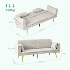 2-Sitzer Bettsofa, Verstellbare R¨¹ckenlehne, weiche Kissen, samtartiger Bezug, f¨¹r Wohnzimmer, G?stezimmer, Beige