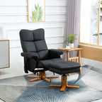 Massagesessel mit Hocker, 145° Neigbarer Relaxsessel mit Massagefunktion, Stauraum, Kunstleder, 80 x 86 x 99 cm, Schwarz