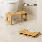 Toilettenhocker Bambus klappbar Badezimmer Hocker Badhocker Rutschfest Klohocker für Erwachsene Zuhause, Eiche