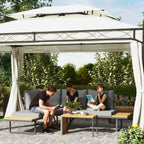 Außenmöbel-Set, auf 6 Sitze erweiterbar, L-förmige Outdoor-Sitzecke mit Tischen, Stahlrahmen, verstellbare Lehnen, Grau