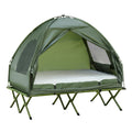 Campingzelt-Set für 2 Personen mit Feldbett und Luftmatratze Grün