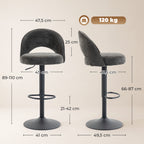 Barhocker 2er-Set, höhenverstellbar und drehbar, für Theke, Dunkelgrau