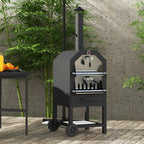 Steel 3-Tier Outdoor Pizza Oven Charcoal BBQ Grill, Black