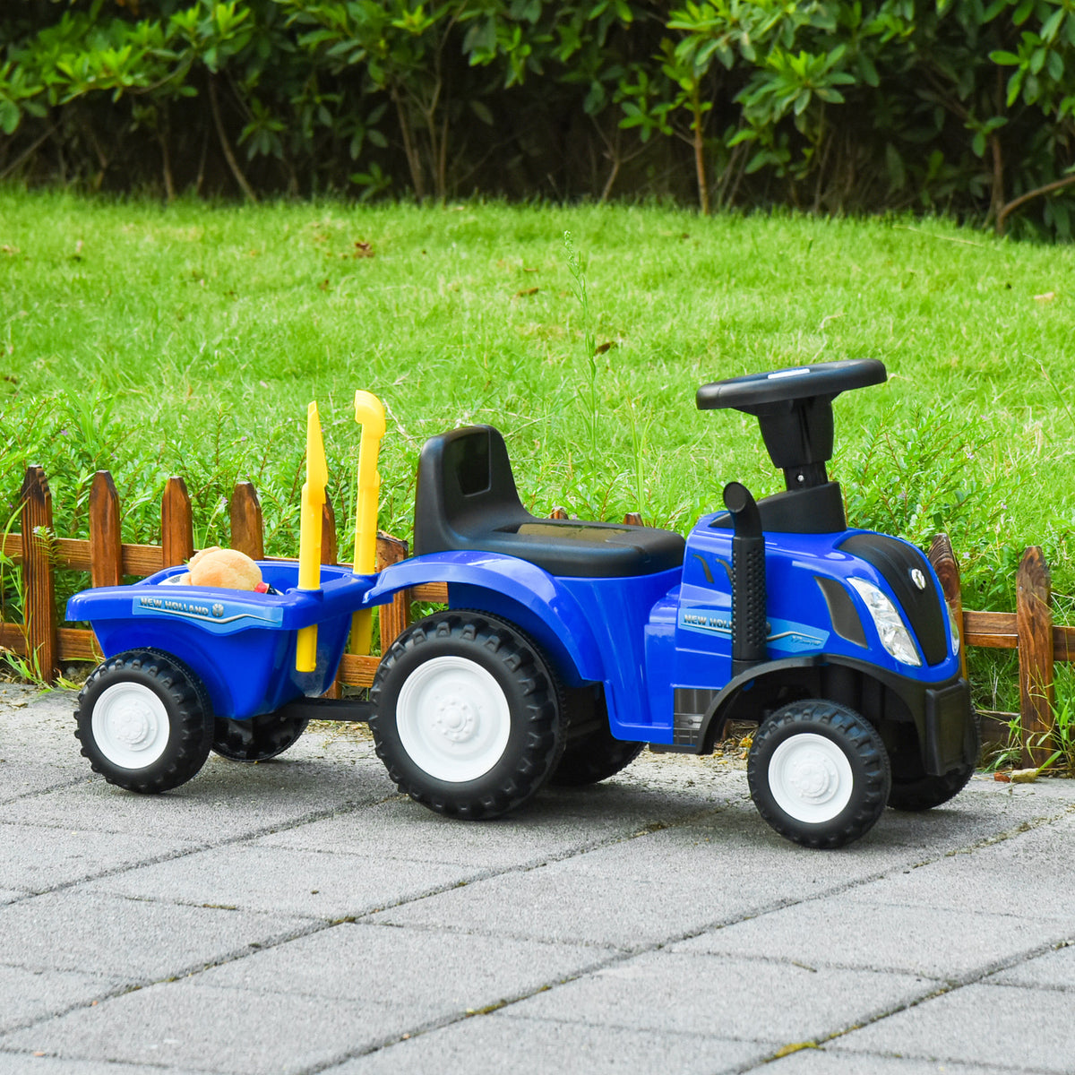 Rutsch-Traktor mit Anhänger, Hupe, Sandspielzeug, ab 1 Jahr, Kunststoff+Metall, blau, 91 x 29 x 44cm