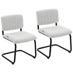 Esszimmerstühle 2er Set modern Freischwinger Stuhl mit hoher Rückenlehne, Teddyfleece-Optik für Küche, Esstisch Creme