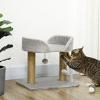Kratzbaum, 42 cm kleiner Katzenbaum mit Jute-Kratzpfosten, Plattform, Grau