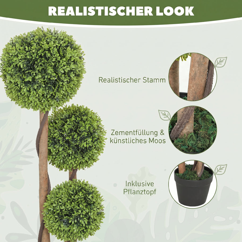 Decorative Artificial Trees Boxwood Ball Topiary Trees Set of 2 in Pot, Fake Plants for Home Indoor Outdoor Decor