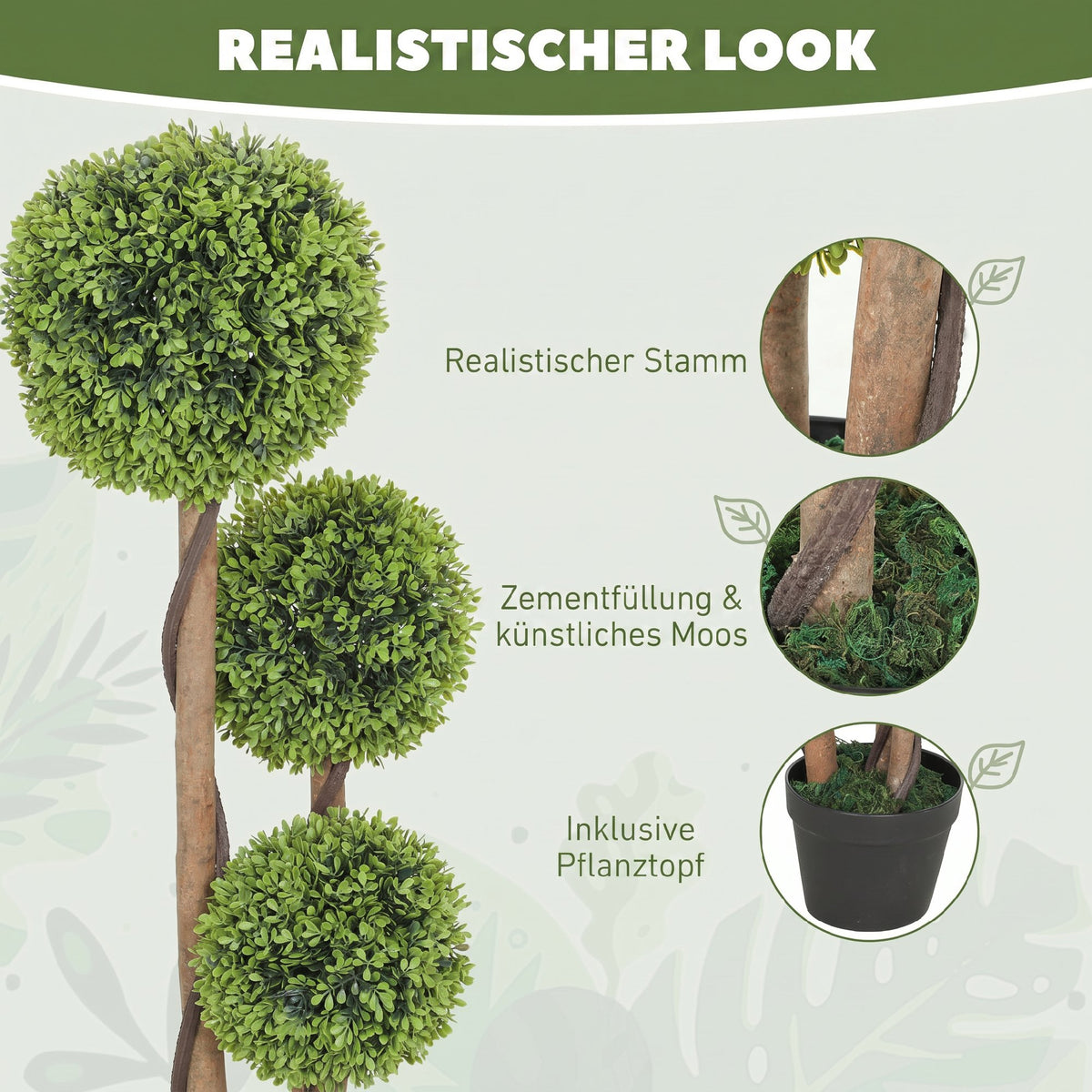 Decorative Artificial Trees Boxwood Ball Topiary Trees Set of 2 in Pot, Fake Plants for Home Indoor Outdoor Decor