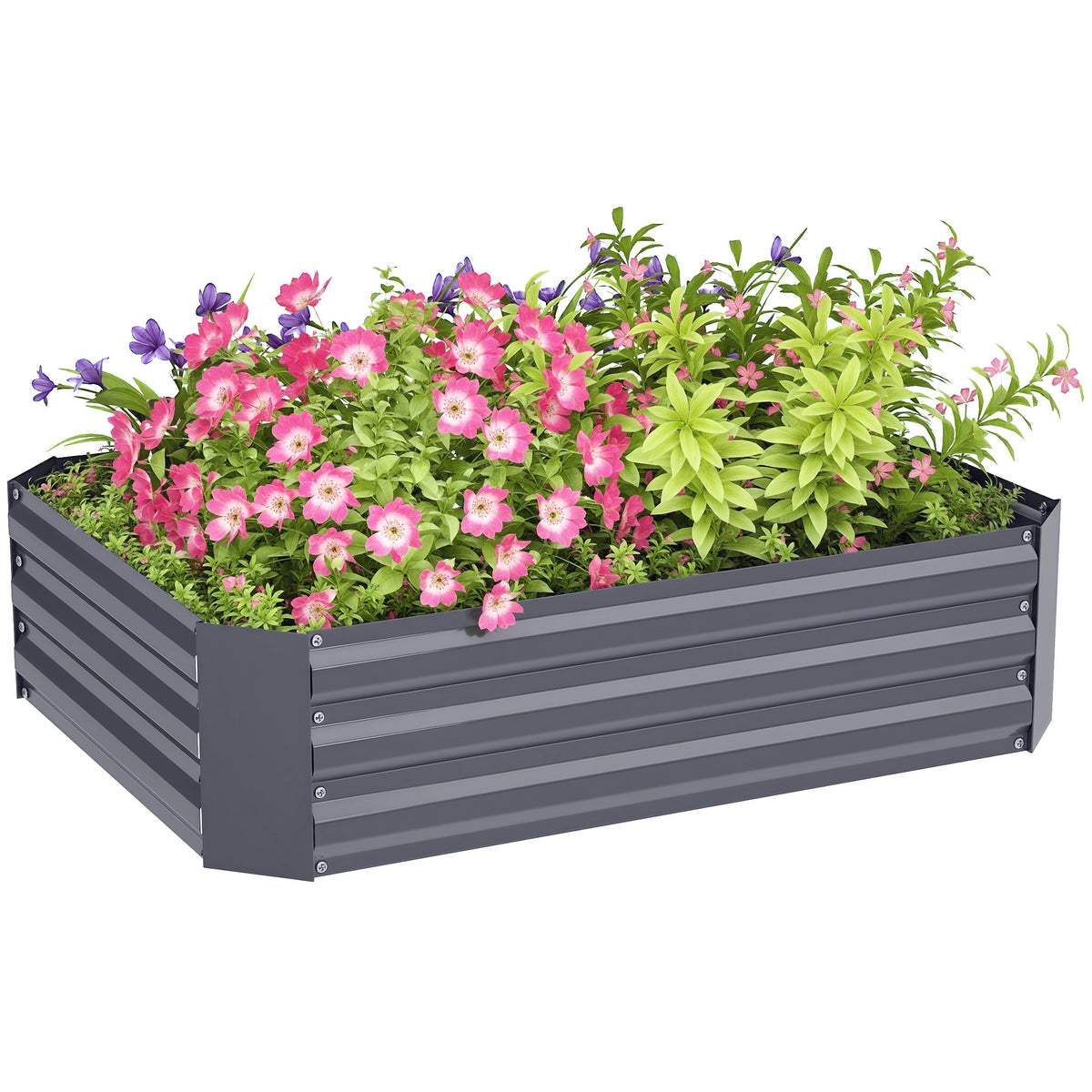 Hochbeet aus verzinktem Stahl, Gartenbeet, Pflanzkasten f¨¹r Garten, Blumenkasten, 120 x 90 x 30 cm, Dunkelgrau