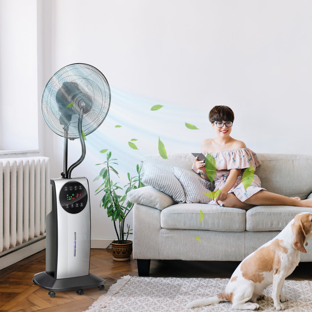 2-in-1 Ventilator, LED-Display, Timerfunktion, Ø 44,5 x 135H cm, Silber + Schwarz