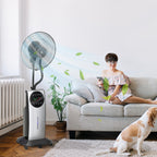 2-in-1 Ventilator, LED-Display, Timerfunktion, Ø 44,5 x 135H cm, Silber + Schwarz
